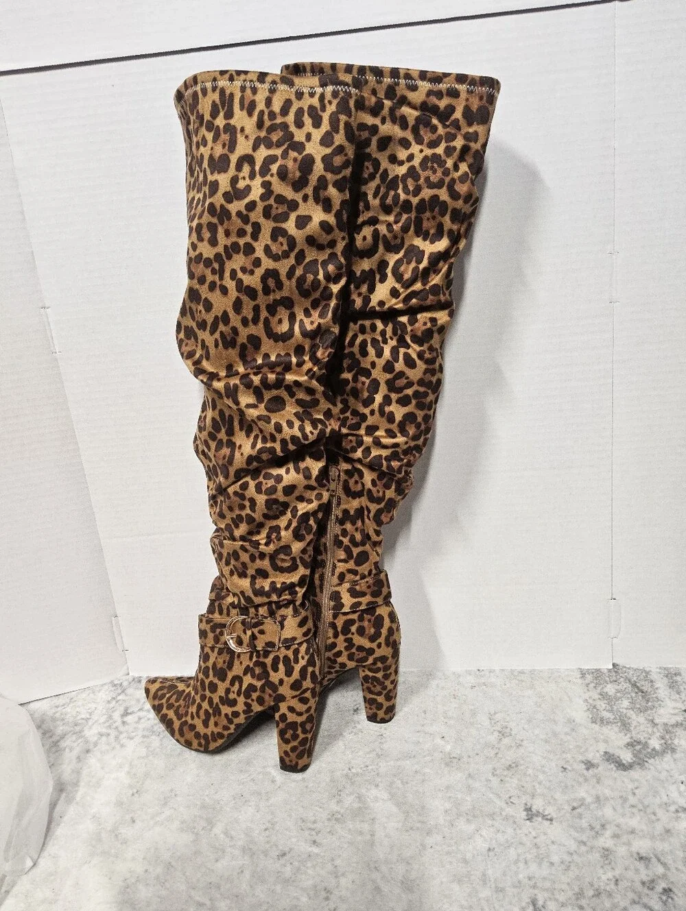 NWOT Size XWC 9 Leopard Print Over-the-Knee Slouch Boot - Animal Print